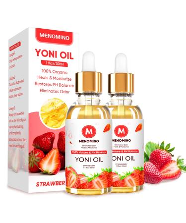 2 Pack Yoni Oil for Women - Organic Strawberry Feminine Oil Feminine Deodorant - pH Balance - Eliminates Odor - Vaginal Moisturizer 100% Natural Yoni Essential Oil 1 fl oz/pc