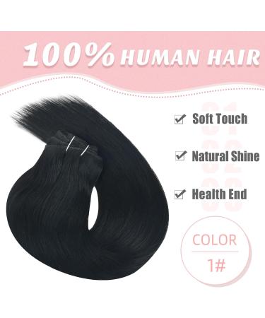 Vlasy 8 Inch Black Human Hair Clip in Extensions - Natural Thick Seamless 7 Pieces for Women - Buy Online on GoSupps.com