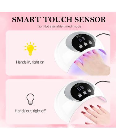 54W UV LED Nail Lamp for Gel Nail Curing | 3 Timers, LCD Display, Smart Sensor | USB Plug | Fingernail & Toenail Dryer (White) - Buy Online on GoSupps.com