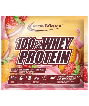 Ironmaxx 100% whey protein powder - Strawberry butter cookie 30g bag |Suck -reduced water -soluble protein powder from whey protein |many different flavors