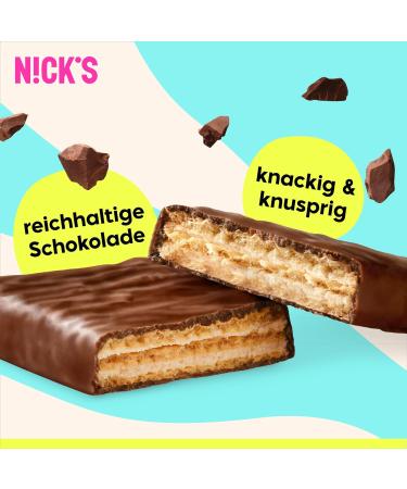 Nicks Protein Wafer Riegel Chocolate - 25% Protein Low Carb Sugar-Free Gluten-Free Snack Bars (9 x 40g) - Buy Online on GoSupps.com