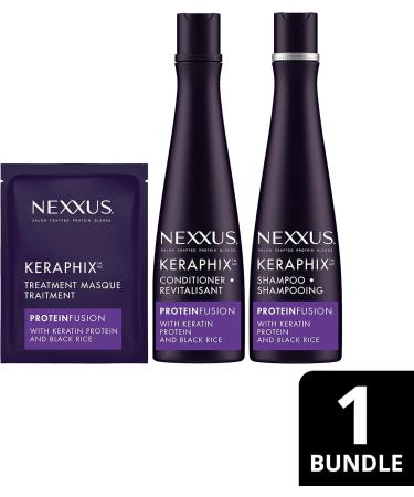 Nexxus Keraphix Gift Set for Damaged Hair with Shampoo Conditioner and Treatment Masque made with Keratin Protein and Black Rice 3 Count - Buy Online on GoSupps.com