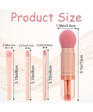 Travel Makeup Brushes Set - 4 in-1 Portable Retractable Blush & Foundation Brushes for Women - Mini Cute Facial Makeup Brush Set (Pink) - International Shipping Available - Buy Online on GoSupps.com