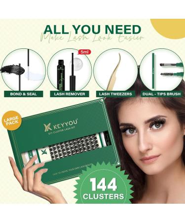 DIY Lash Extension Kit KEYYOU - 144pcs Eyelash Extension Kit with Bond Seal Glue Remover & Tools for DIY Extensions - Y02 Kit - Buy Online on GoSupps.com
