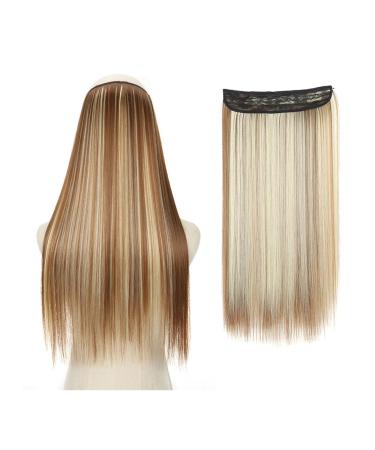Hair Extensions Invisible Wire Hair Extensions Straight Synthetic Clip in Heat Resistant Hairpiece Natural Straight Hair Extensions for Women Hair Pieces(SQ66 6H613 22inches) 22inches SQ66 6H613