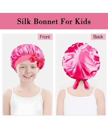 Arqumi Silk Satin Kids Bonnet 2Pcs Set | Soft Baby Sleeping Cap | Adjustable Night Hair Bonnet for Toddlers & Teens - Yellow/Rose - Buy Online on GoSupps.com
