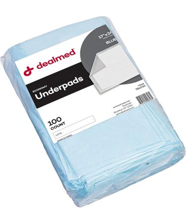 Dealmed Economy Absorbency Medical Underpads 100 Count | 2-Ply Tissue Fill for Pet Pads and Furniture Protection | 17 x 24 Blue Barrier | 1 Pack - Buy Online on GoSupps.com