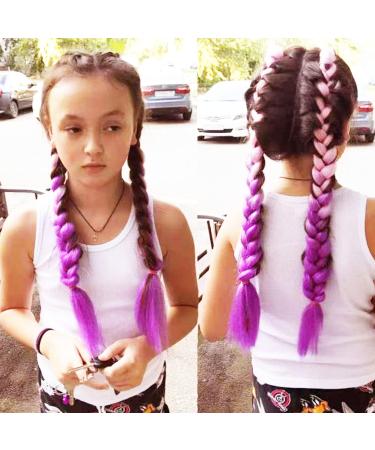 LDMY Ombre Pink to Purple Jumbo Braiding Hair Extensions - 24 Inch 6pcs Pack Synthetic Jumbo Braids for Women - Buy Online on GoSupps.com