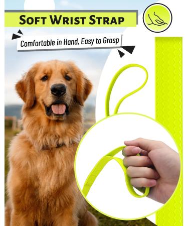 Looxmeer Durable Dog Tow Lines - 3m to 30m Leashes with Hand Loop & D Carabiner - Tear-Resistant Training Line in Neon Yellow - Buy Online on GoSupps.com