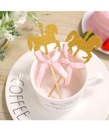 TOYANDONA Lovely Carousel Horse Cupcake Toppers Cake Picks for Kids Birthday Wedding Baby Shower Party Cake Decoration 20 Pieces - Buy Online on GoSupps.com