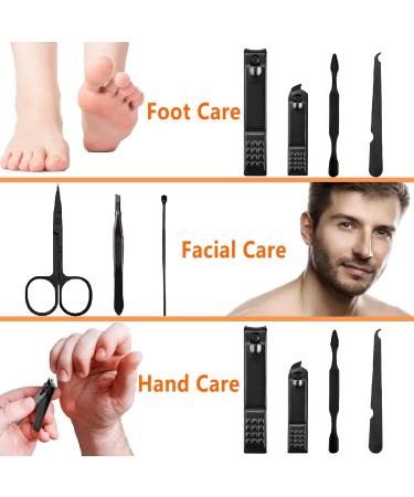8PC Black-Orange Manicure Set for Men | Travel Nail Care Kit | Personal Care & Pedicure Tools | Perfect Gift for Family & Friends - Buy Online on GoSupps.com