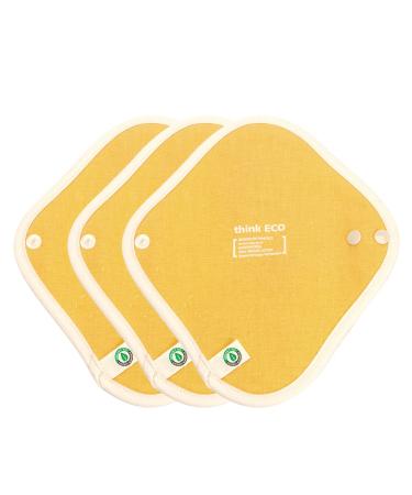 think ECO 3-Pads Organic Reusable Fashionable Cotton Cloth Panty Liner Pads Menstrual Liner Pads Sanitary Napkins Three Supply (Linen Yellow 3P) Ye_3