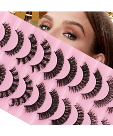 Russian Strip Lashes 1 Boards/10 Pairs Per Board Segmented False Eyelashes D Curl + 3D Effect Easy to Wear for Work Vacation Wedding DH06-H5