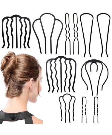 Paotxpum 11 Pieces Hair Side Combs Vintage Hair Fork U-Shape Alloy Hair Sticks Vintage Teeth Hair Side Combs For Women Hair Styling Tool Accessories