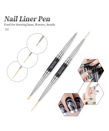 Aeocidy Nail Art Brushes Set - 5pcs Double-End French Tip Liner & Design Brushes - Buy Online on GoSupps.com