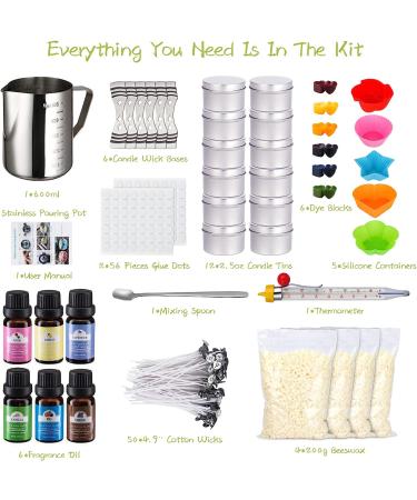 Deluxe Candle Making Kit - Supplies for DIY Crafts, Beeswax, Dyes, Fragrance Oils, Thermometer, Tins, Molds & More - Buy Online on GoSupps.com