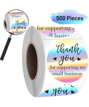 500 Pieces 1.5'' Thank You for Supporting My Small Business Stickers Roll Stickers Adhesive Holographic Stickers Rainbow Stickers for Business Online Retailers Boutiques Shops - Buy Online on GoSupps.com