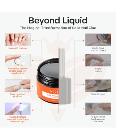 Modelones Solid Nail Glue Gel - Long-Lasting Strong Adhesion for Press On & Acrylic Nails | 30g DIY Nail Art UV Light Cured - Buy Online on GoSupps.com
