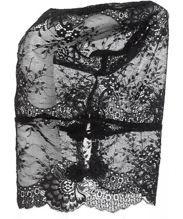 Lace Full Face Masquerade Mask Mesh Headwear Rave Hollow Out Head Covers Black Body Chains Halloween See Through Costume Party Outfits - Buy Online on GoSupps.com