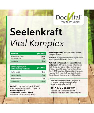 St. John's Wort & L-Tryptophan Tablets - High Dose Anti-Stress Formula for Inner Peace & Good Mood - German Quality | Docvital  - Buy Online on GoSupps.com