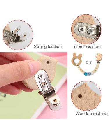 Gamital 6-Piece Pacifier Clip Set | Metal & Wood Infant Nipple Holders | Baby Pacifier Chains & Closures - Buy Online on GoSupps.com