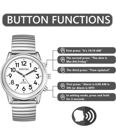 Maujoy Atomic English-Speaking Men's Watch for Visually Impaired & Seniors | Large Digits & Self-Adjusting - Style 8 Classic - Buy Online on GoSupps.com