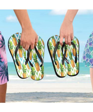 Mnsruu Pineapple Flip-Flops - Zig-Zag Chevron Watercolor Sandals for Men & Women | Perfect for Hotel Spa Bedroom & Travel - Buy Online on GoSupps.com