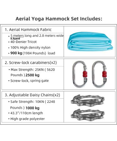 Prior Fitness 5M Aerial Yoga Hammock Set | Premium Nylon Silk Fabric | Yoga Strap & Carabiner | Bodybuilding Workout | Indoor Outdoor Rainbow - Buy Online on GoSupps.com