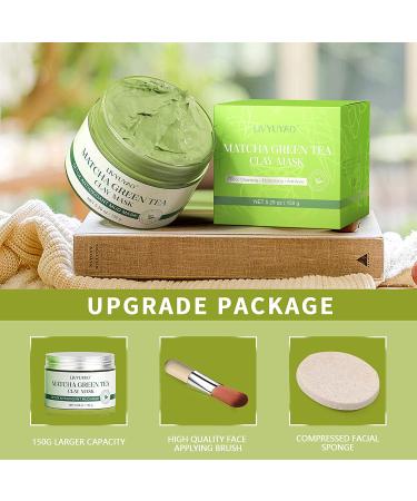 LIVYUYAO Green Tea Clay Facial Mask - Purifying Mud Mask for Blackheads, Pores, Acne - 5.29oz - Buy Online on GoSupps.com