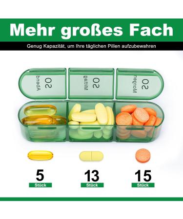 7-Day Tablet Box with 21 Compartments - German Pill Organizer for AM/PM - Olive Green Medication Box - Buy Online on GoSupps.com