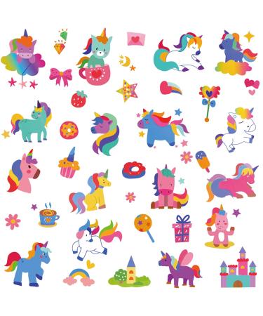 Coszeos 10Sheets Unicorn Temporary Tattoos Kids  70 Styles Fake Cute Animal Tattoo Stickers Waterproof for Boys and Girls Children Unicorn Party Birthday Favors Supplies Gifts
