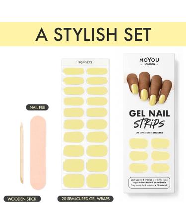 MOYOU LONDON Semi Cured Gel Nail Strips 20 Pc + Free UV Lamp | Easy Apply & Remove for Salon-Quality Manicure - Buy Online on GoSupps.com