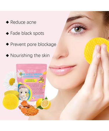 Turmeric Kojic Acid Cleansing Pads - Deep Exfoliating Face Cleansing for Radiant Skin (Pink - Buy Online on GoSupps.com