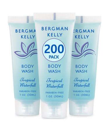 BERGMAN KELLY Travel Size Body Wash (1 fl oz, 200 PK, Tropical Waterfall), Delight Your Guests with an Invigorating and Refreshing Hotel Body Wash, Mini and Small Size Guest Hotel Toiletries in Bulk 1 Fl Oz (Pack of 200) E…