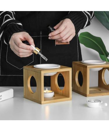Comsaf Fragrance Lamp with Candle Holder - Aromatherapy Oil Burner for Meditation Yoga & Home | Ceramic Square Tea Light & Removable Wax Holder - Buy Online on GoSupps.com