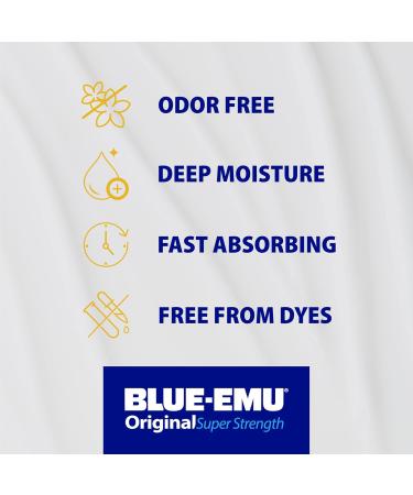 BLUE-EMU Original Super Strength Cream with Hyaluronic Acid Deep-Penetrating Moisture for Aging Skin 2 Oz - Buy Online on GoSupps.com