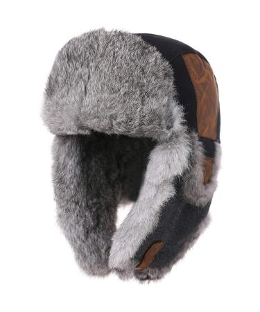 Comhats Winter Bomber Hat for Men Hunting Ushanka 67191_black(real Fur) Large
