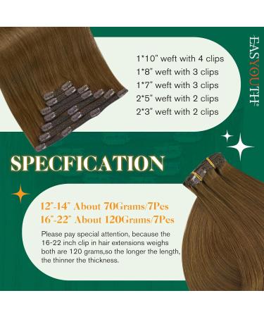 Easyouth Brown Clip-In Hair Extensions - Real 18 Inch Dark Brown Hair - 120g #4 7pcs for Natural Look - Buy Online on GoSupps.com