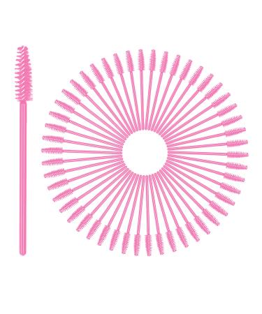 zoerbufan Disposable Eyelash Brush 50 Pieces Pink Cosmetic Brush for Eyelashes and Eyebrows Disposable Mascara Wands