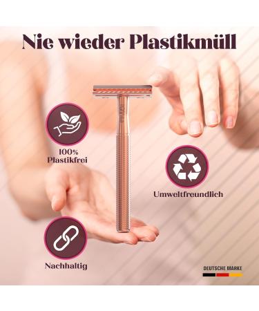 IQVITA Rose Gold Razor Plane | Eco-Friendly Safety Razor for Women | Includes 10 Blades & eBook | Sustainable & Zero Waste Shaving Solution - Buy Online on GoSupps.com