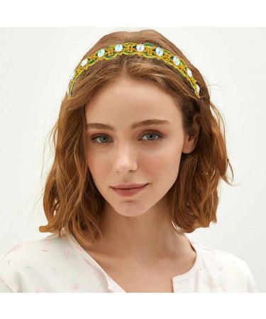 Women Rhinestone Glitter Hairband Sparkly Green Crystal Hairband Fashion Holiday Anniversary Birthday Gift for Girls Woman