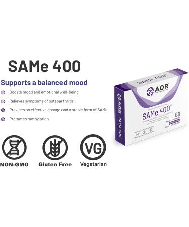 AOR - SAMe 400-60 Tablets - Supports a Balanced Mood 60 count (Pack of 1) - Buy Online on GoSupps.com