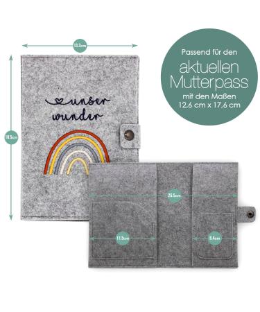 Cozy Raccoon Mutterpass Cover | Rainbow Felt | Made in Germany | Personal Gift for Expecting Mothers with Extra Pockets for Insurance & Ultrasound Photos - Buy Online on GoSupps.com