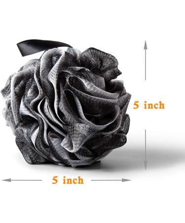 Loofahs Bath Shower Scrub Exfoliating Body Brush Pouf Scrubber Sponge Ball Mesh Bath loofah 3 Pack Black 3 Pack - Buy Online on GoSupps.com
