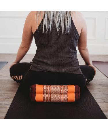 Zafuko Organic Water-Resistant Kapok Meditation Cushion - Burgundy/Blue - Buy Online on GoSupps.com