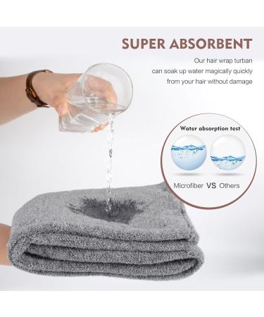 Kinhwa Bamboo Microfiber Turban Towel - Quick-Drying Super Absorbent Hair Towel for All Hair Types (3 Pieces Light Gray 25x65cm) - Buy Online on GoSupps.com