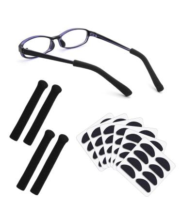 SWIRLCOLOR glasses nose pads 24 pairs sponge d-shape glasses bracket cover 4pcs elastic knit glasses accessories for sunglasses glasses reading glasses black
