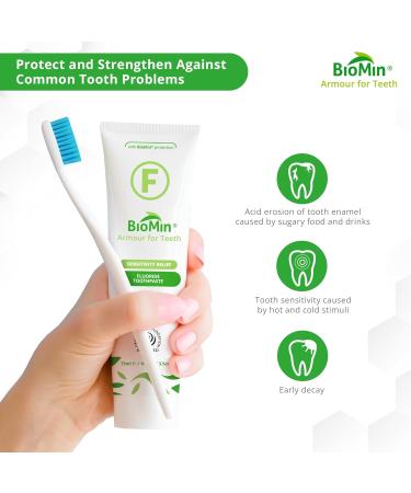 BioMin F Toothpaste - Enamel Strengthening Fluoride Toothpaste for Sensitive Teeth - 75ml Mild Mint - Vegan & Cruelty-Free - Buy Online on GoSupps.com