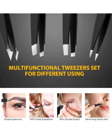 Eywrews 5-Piece Precision Tweezers Set for Eyebrows | High-Quality Sloping & Fine Point Tweezers & Scissors - Perfect for Perfectly Shaped Brows - Buy Online on GoSupps.com