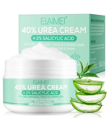 Urea Cream 40% plus Salicylic Acid 2% - Urea Cream for Feet and Hand Dry Cracked - Urea Cream 40 Percent for Feet Maximum Strength - 3.52 oz